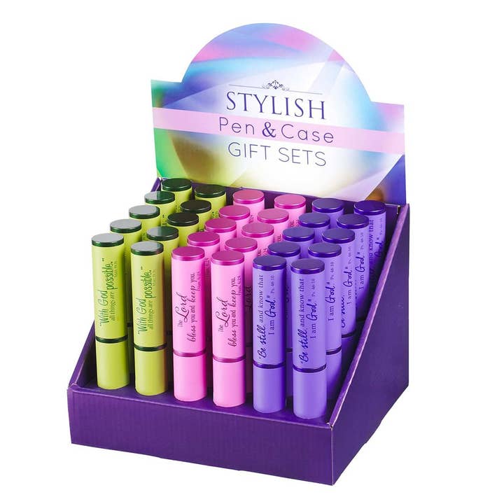Christian Art Gifts - Wholesale Pen - Stylish Pen & Case 30pc Pre-Packed Cardboard Merchandiser