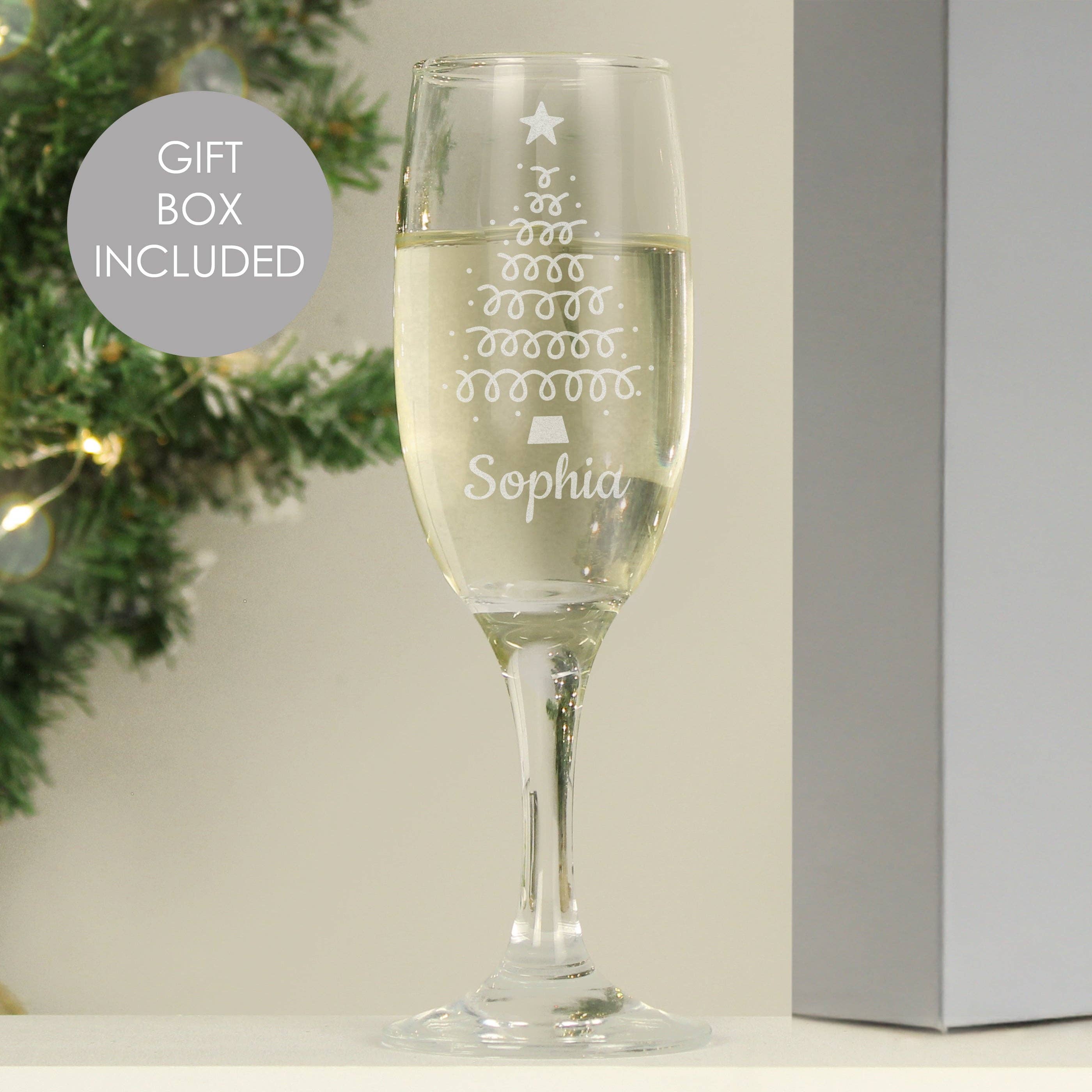 Simply Canvas Art – wholesale Champagne flute – Personalised Christmas Tree Glass Flute0