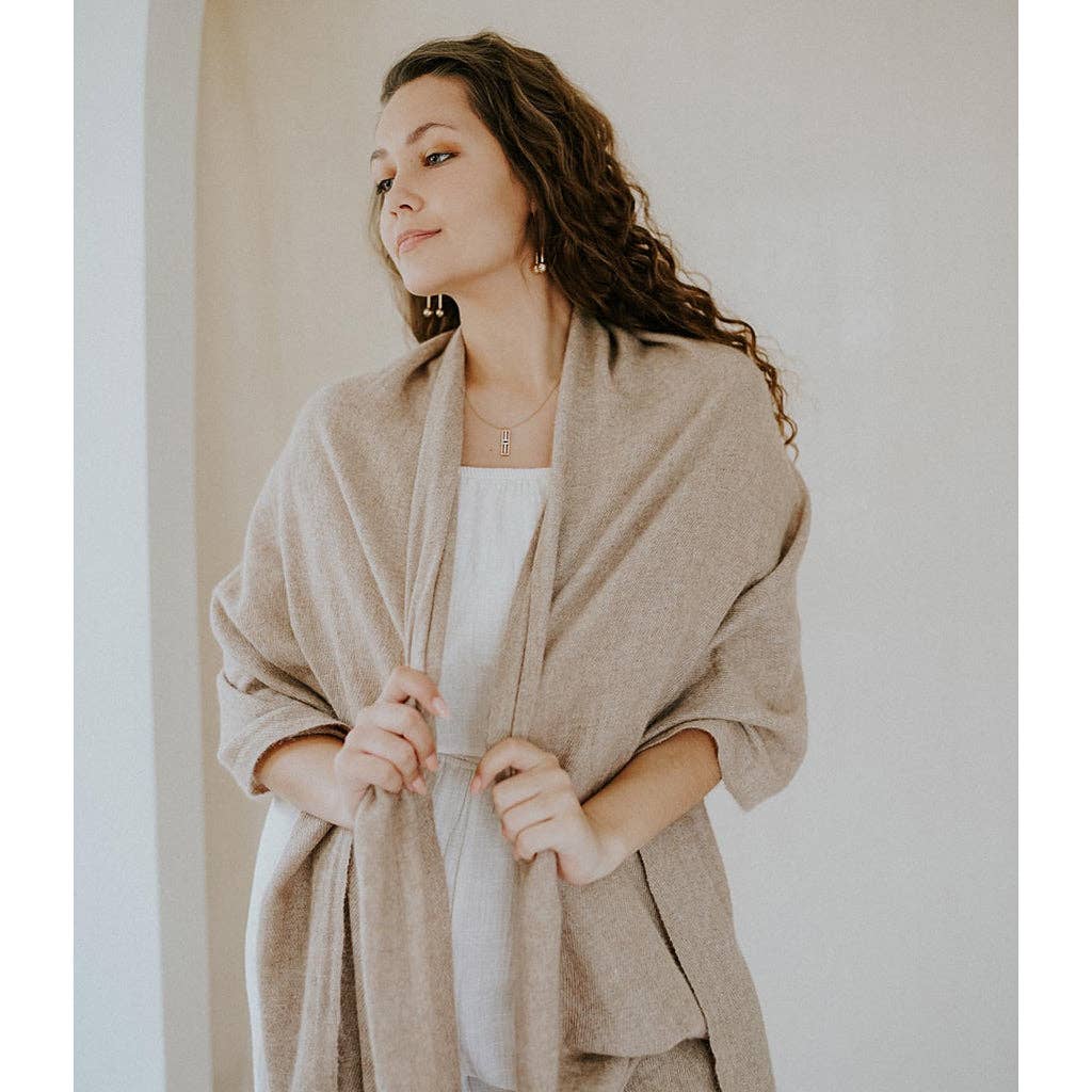 SLATE + SALT - Vente Écharpe – femme - Echarpe en cachemire Beige2