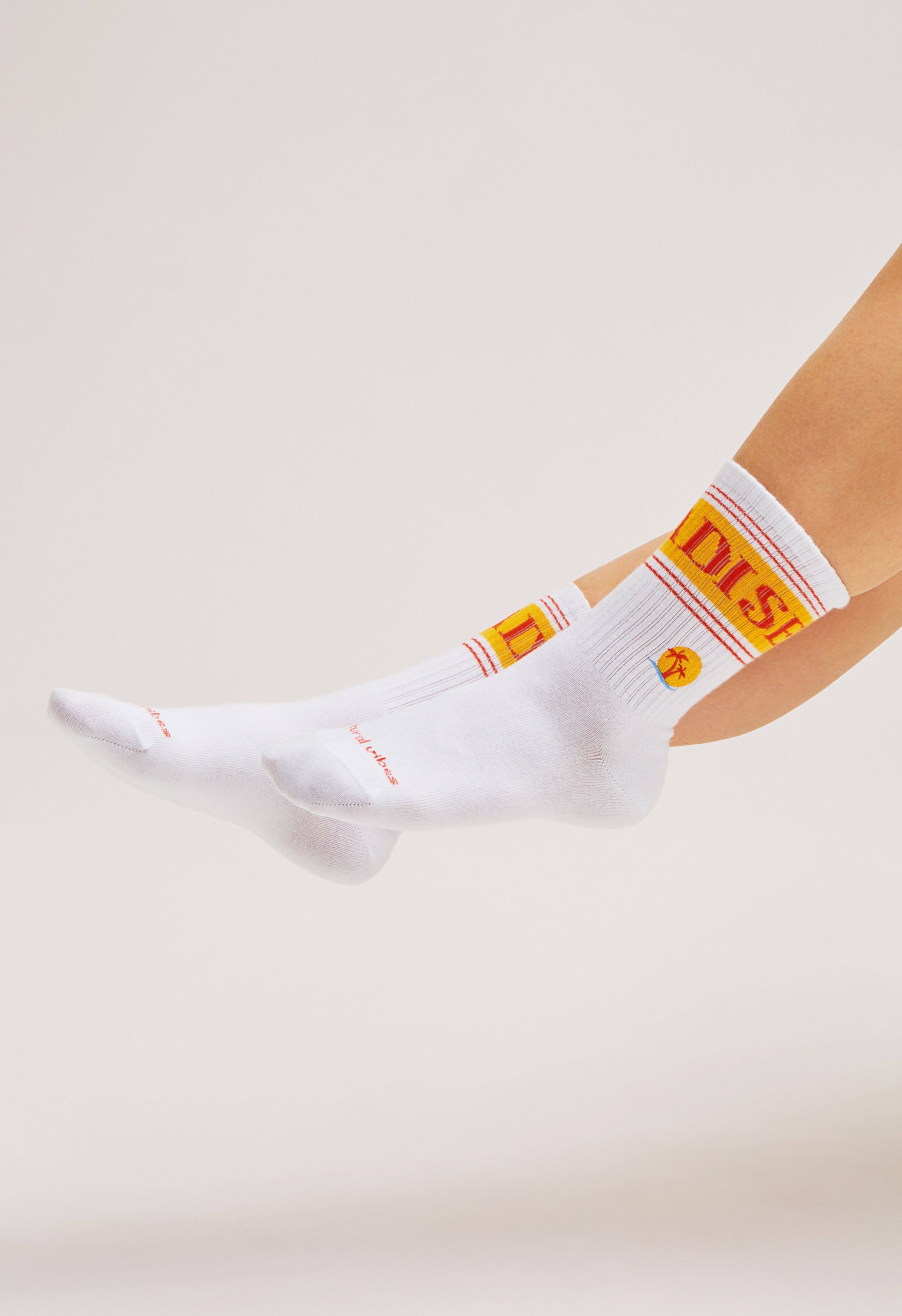 Natural Vibes - Wholesale Socks - Unisex - Paradise Socks - Organic Crew Socks with Embroidery1