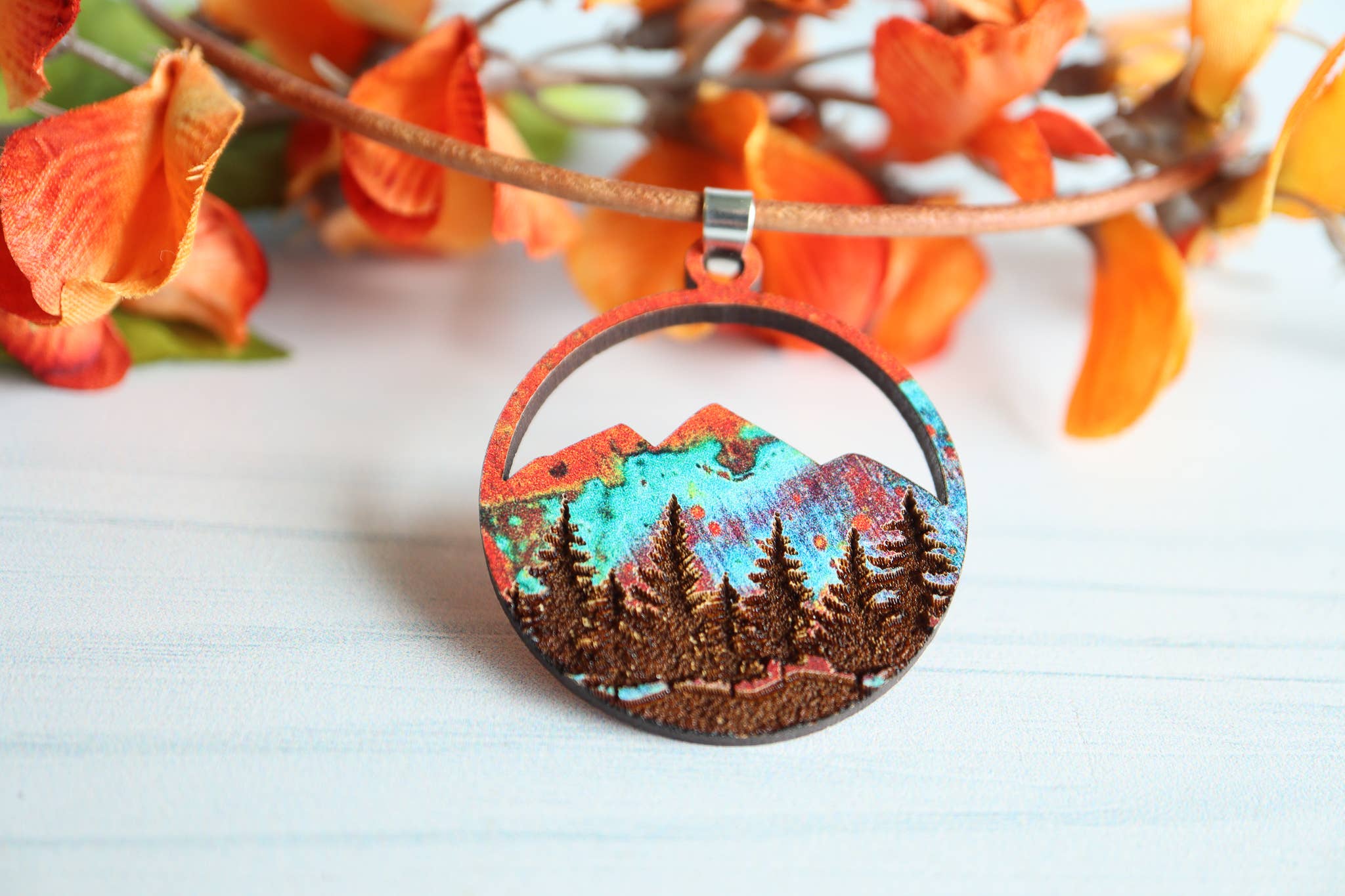 Nine Mile Creative - Wholesale Pendant/Charm Necklace - Copper Mountain Wood Pendant Adjustable Necklace7