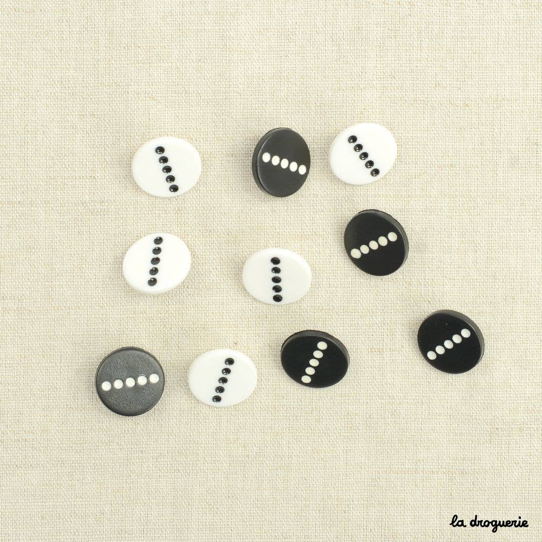 LA DROGUERIE - Wholesale Sewing Button/Snap - "Domino dot style button" 15 mm2