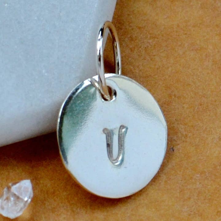 Letter V Charm - initial charm pendant with letter V // 4 fonts for wholesale by Foamy Wader