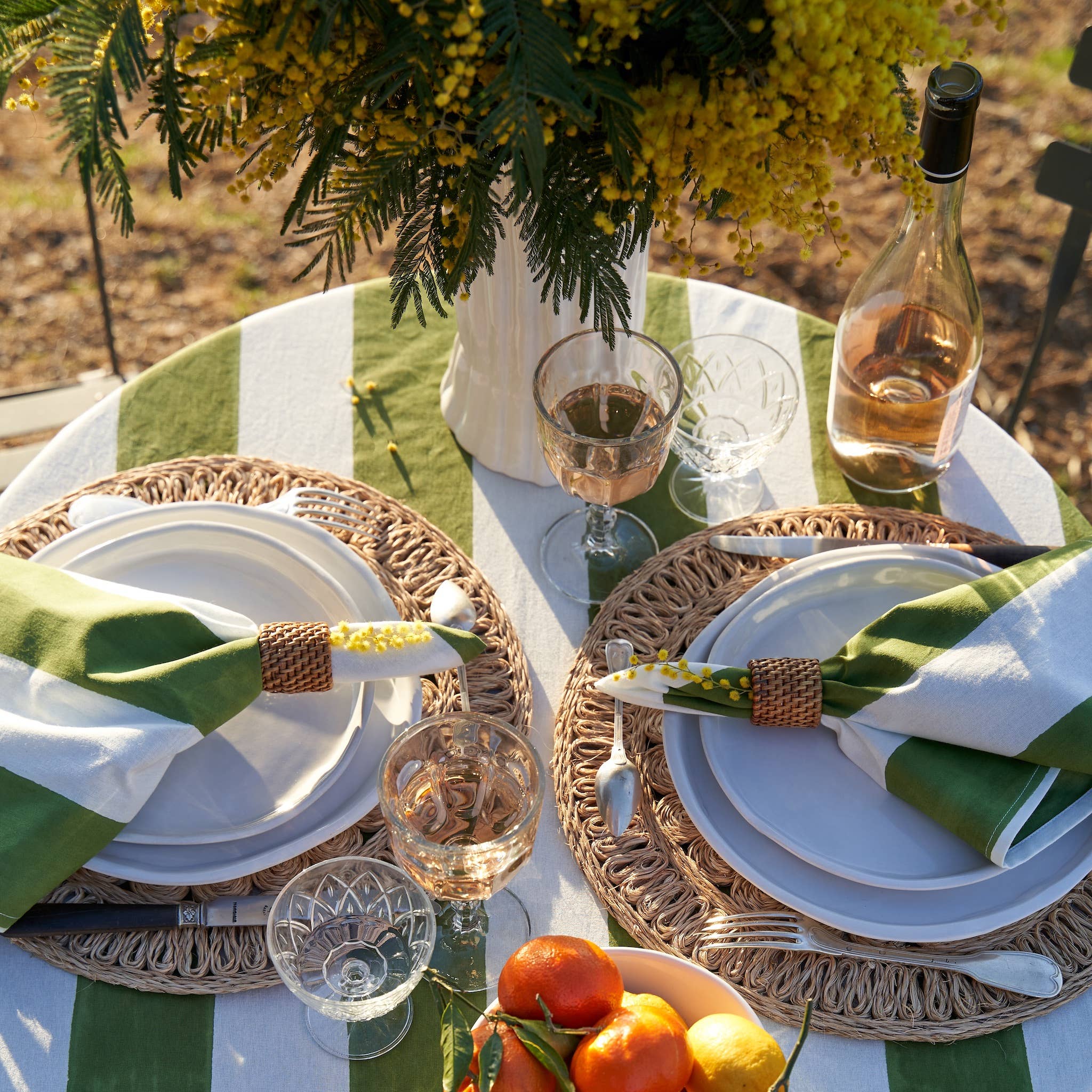 Couleur Nature - Venta al por mayor Manteles - St. Tropez Rayas Verdes | Mantel Francés6