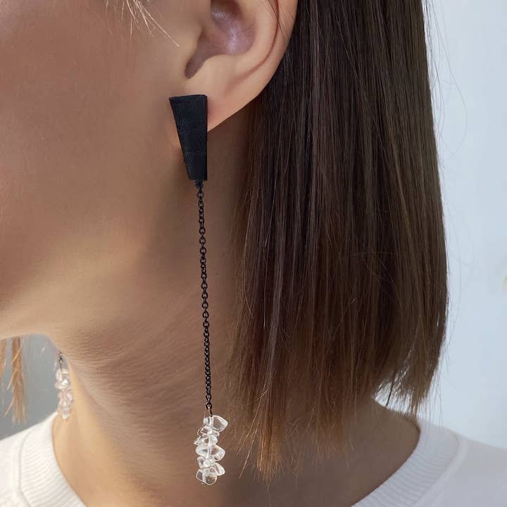 E109 Drop Earrings With Clear Quartz for wholesale by WAIWAI