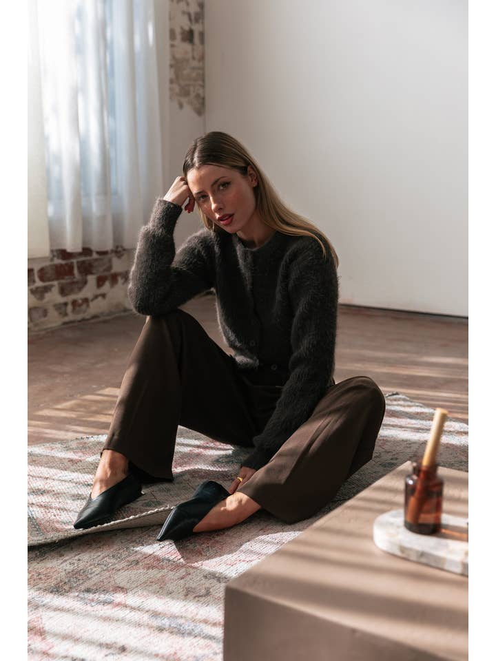 Noor Fluffy Cardigan - Brown for wholesale on Faire4