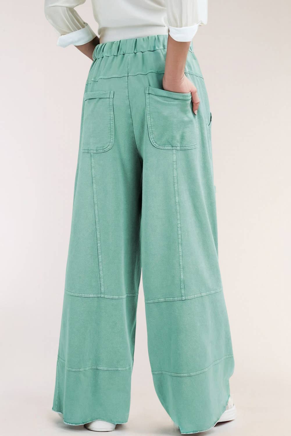 LA Society - Wholesale Pants - Women's - Mineral Wash Drawstring High Waist Cargo Wide Leg Pants5