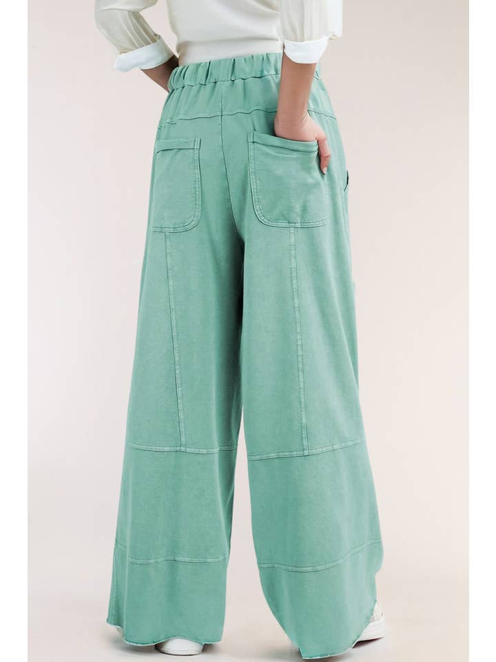 LA Society - Wholesale Pants - Women's - Mineral Wash Drawstring High Waist Cargo Wide Leg Pants5