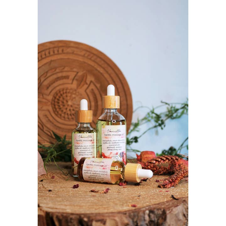 Ayamani Naturals - Vendita all'ingrosso Olio/gel per massaggi - Set di oli da massaggio tantrici, afrodisiaco alla vaniglia e speziato7