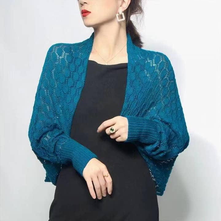 Fennco Styles - Vente Cardigan – femme - Boléro ajouré en crochet à manches longues7