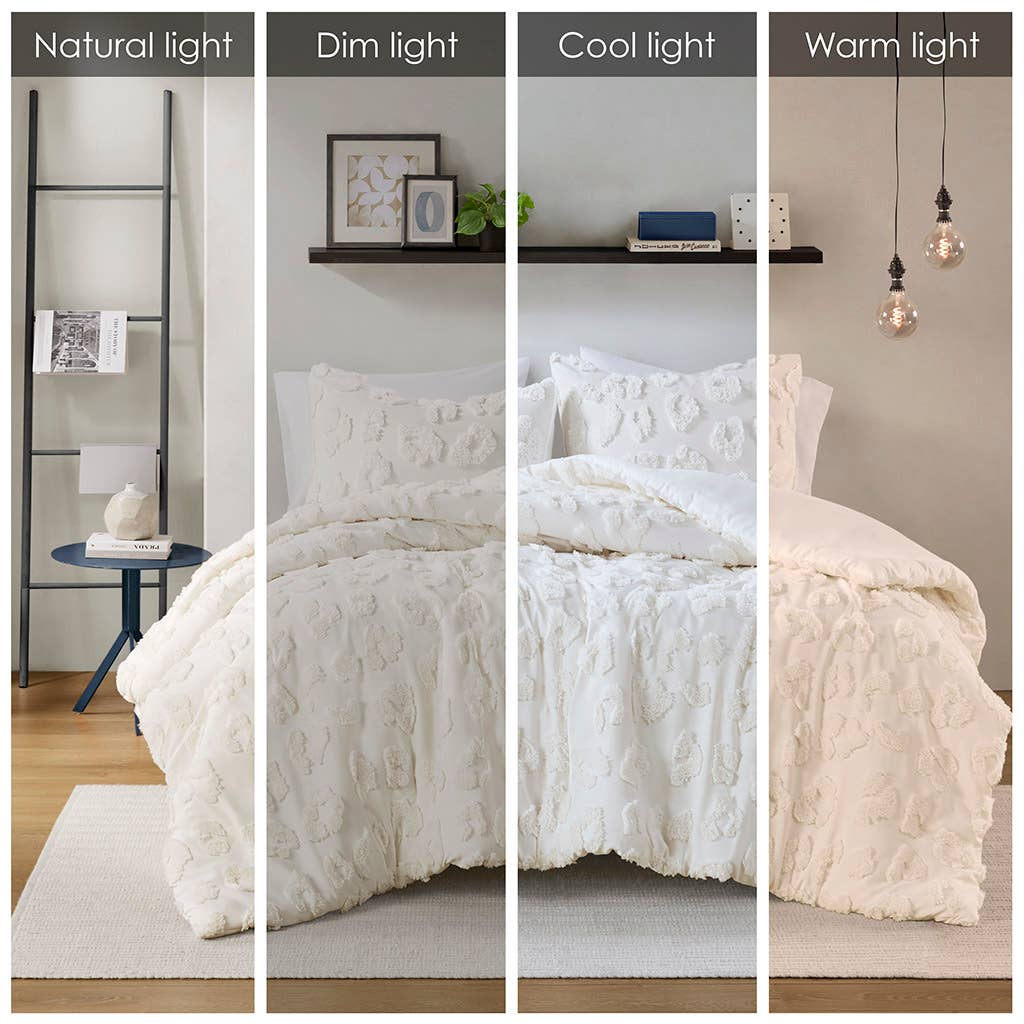 Olliix - Wholesale Bedding Set - Clipped Chenille Textured Animal Duvet Cover Set, Off-White7