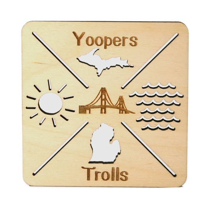 Coasters - 3.5" - Yoopers & Trolls - Baltic Birch for wholesale by G3 Studios