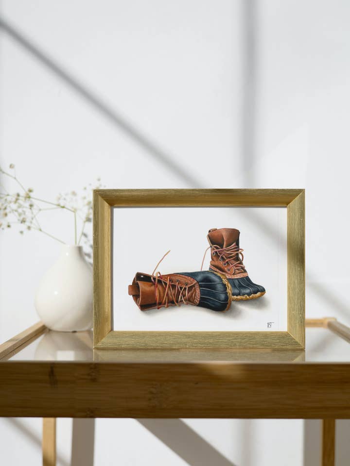 LL Bean Boot Laying Print pour la vente par Kelsey Telek Art, LLC.