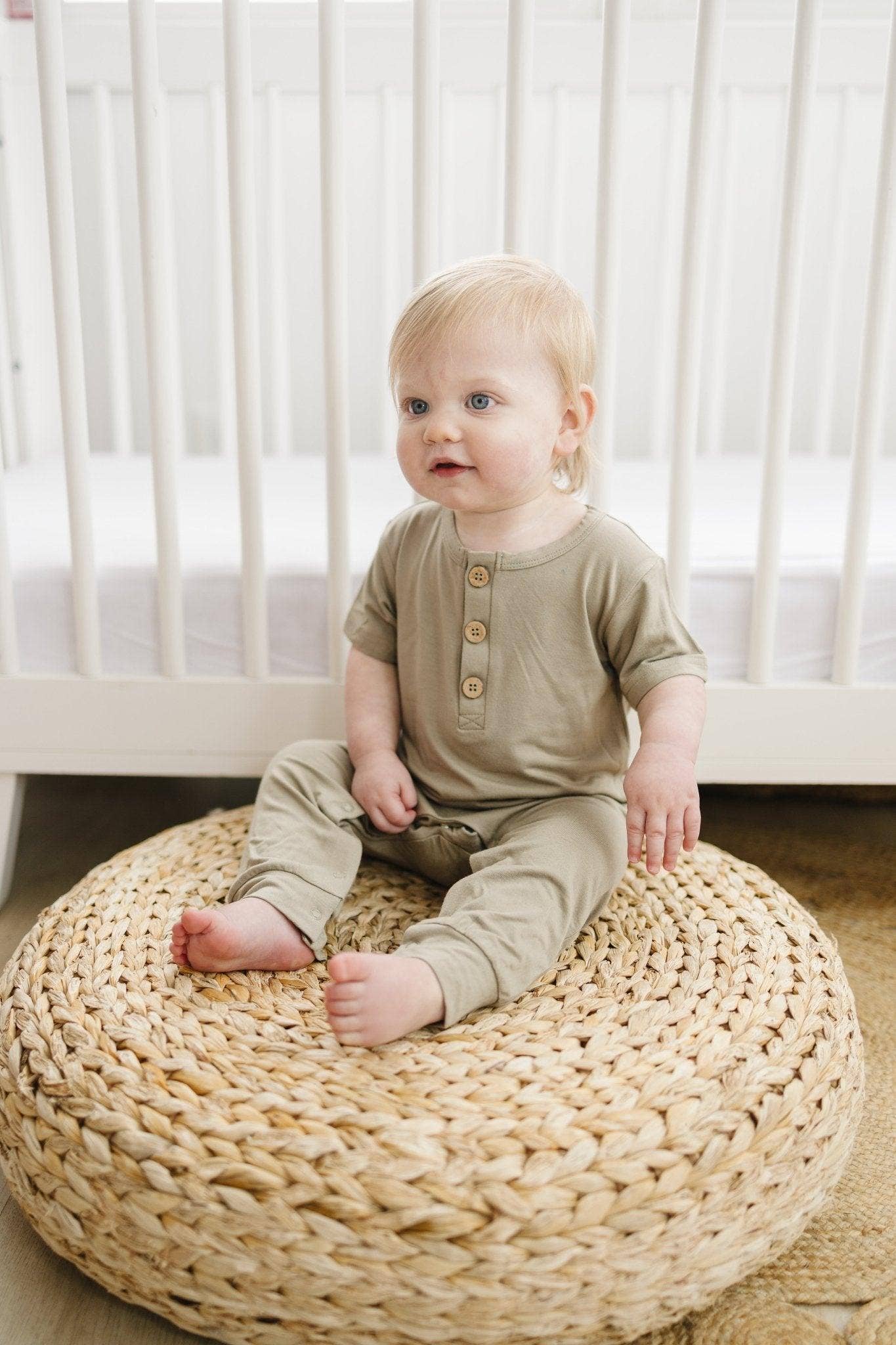 Little Joy Co. - Vente Barboteuse – bébé - Barboteuse Henley en bambou15