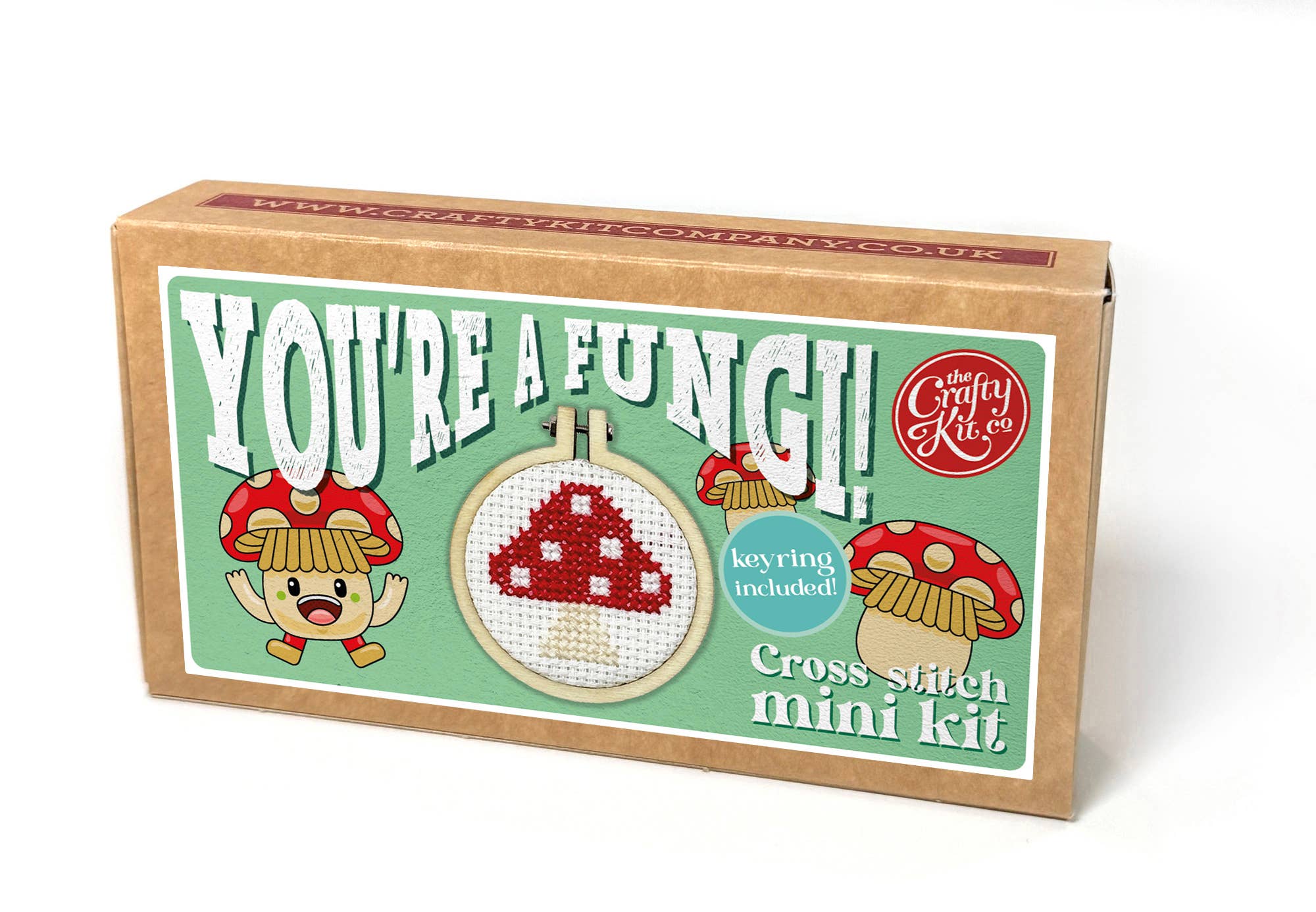 The Crafty Kit Company – wholesale Embroidery/cross-stitch supplies – 'You're a Fungi!' Mini Matchbox Cross Stitch Kit4