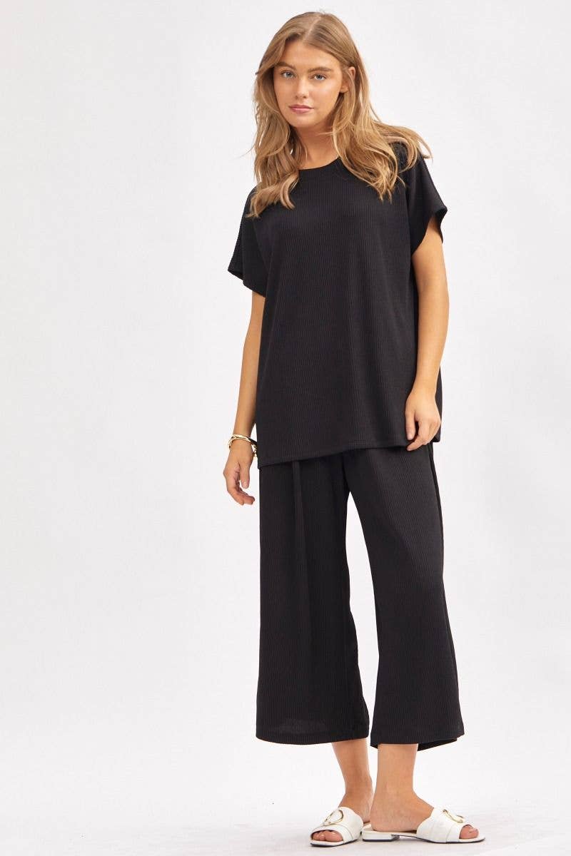 Dear Scarlett - Vendita all'ingrosso Completo top e pantaloni (NON loungewear) - Donna - Top Solido + Pantaloni a Gamba Larga TRVSET-PALMBEACH16