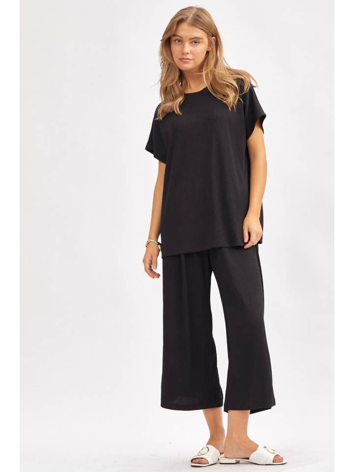 Dear Scarlett - Vendita all'ingrosso Completo top e pantaloni (NON loungewear) - Donna - Top Solido + Pantaloni a Gamba Larga TRVSET-PALMBEACH16