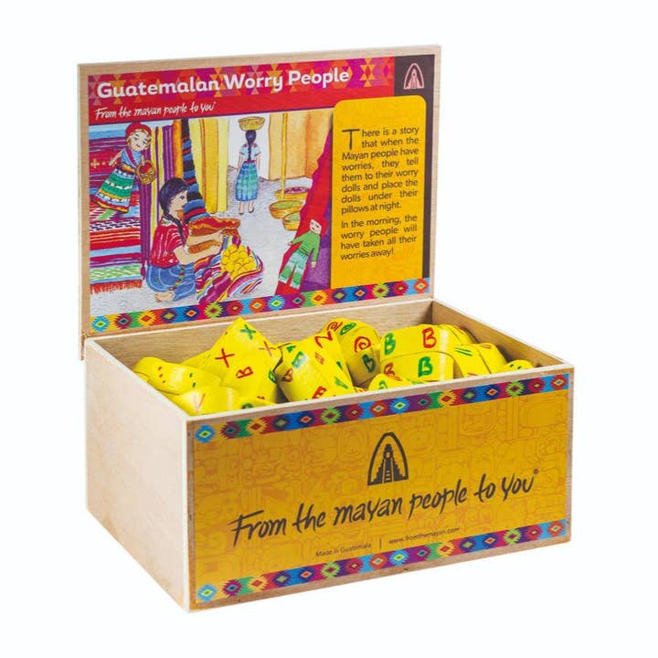 60 x 6 Mini Worry Dolls in Small Box 5x3cm in Display Box for wholesale by Shared Earth