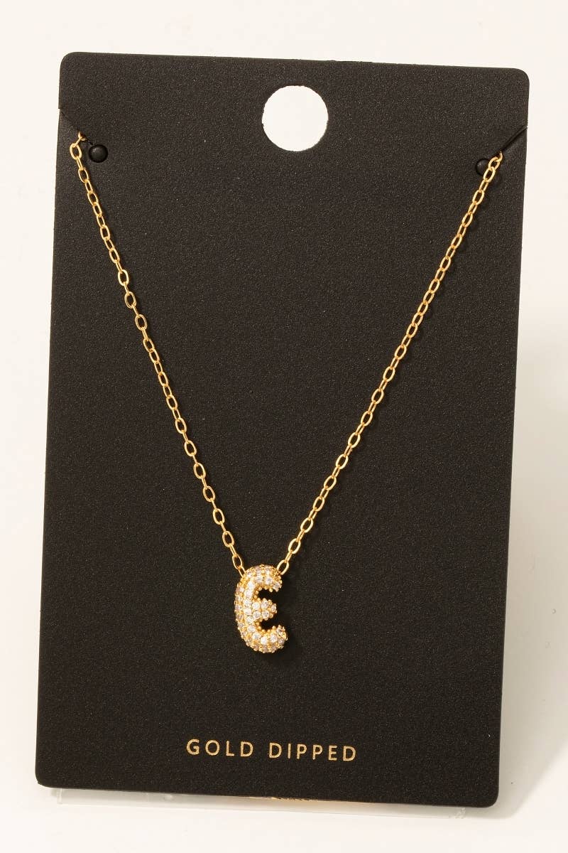 Fame Accessories - Wholesale Pendant/Charm Necklace - Gold Dipped Cz Pave Bubble Letter Pendant Necklace6