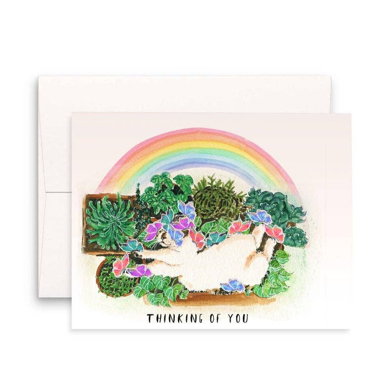 Liyana Studio - Wholesale Sympathy Card - Garden Rainbow Cat - Sympathy Card