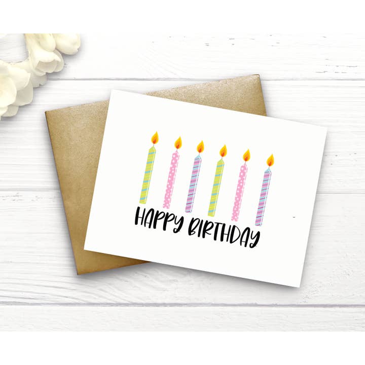 Happy Birthday Card, candle card, birthday celebration for wholesale by LauraFabbriArt