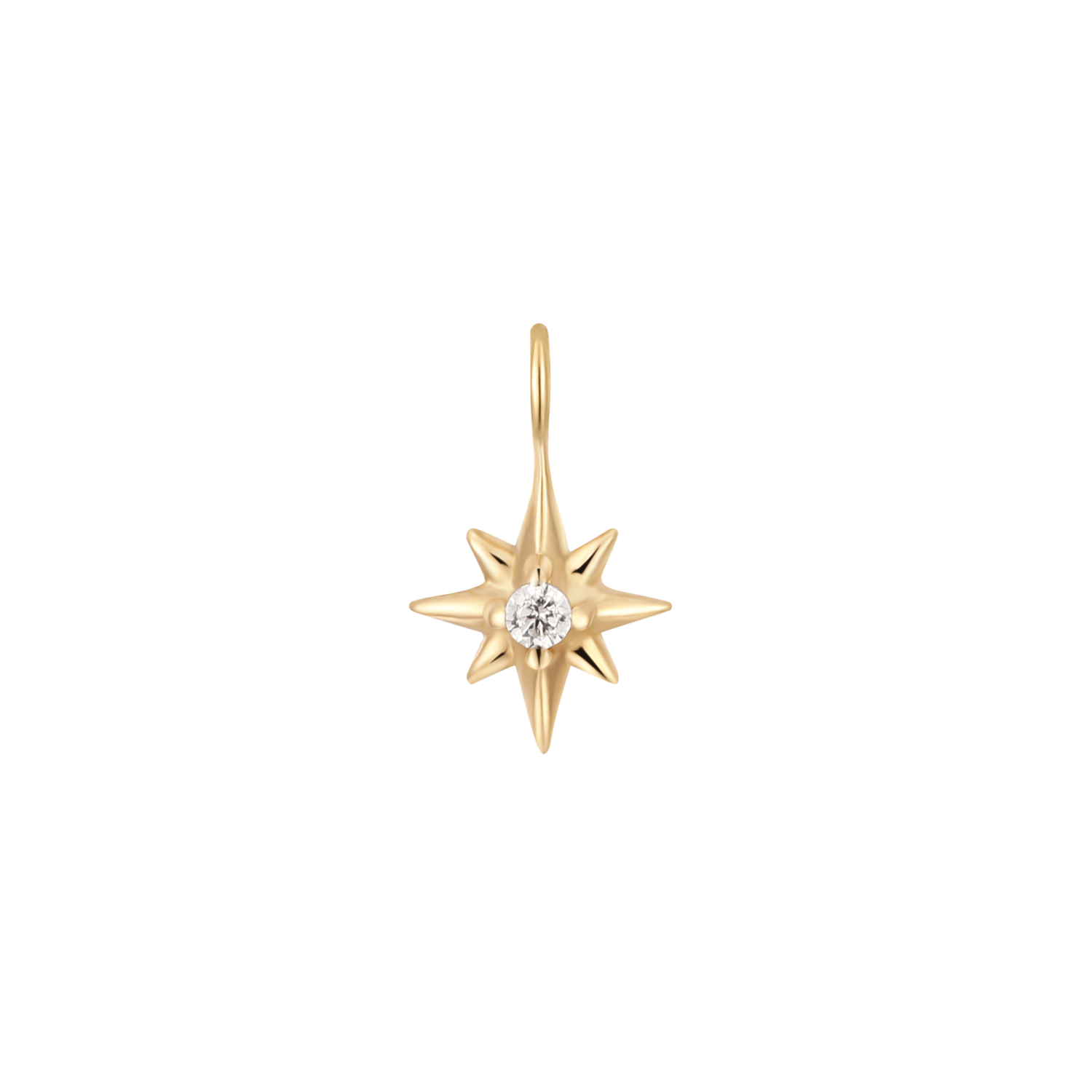 WJW - Wholesale Individual Charm/Pendant - 14K Solid Gold Diamond Compass Star Charm0