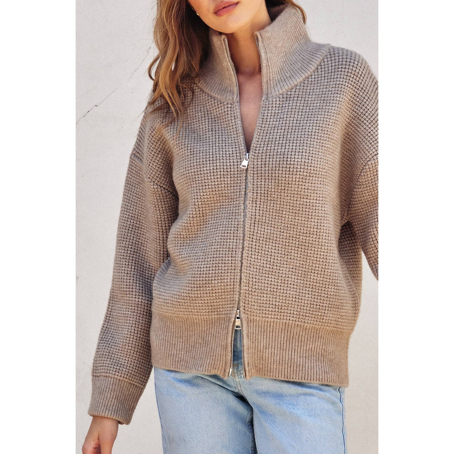 Dress Forum - Wholesale Jacket - Women's - Two Way Zip Waffle Knit Jacket11