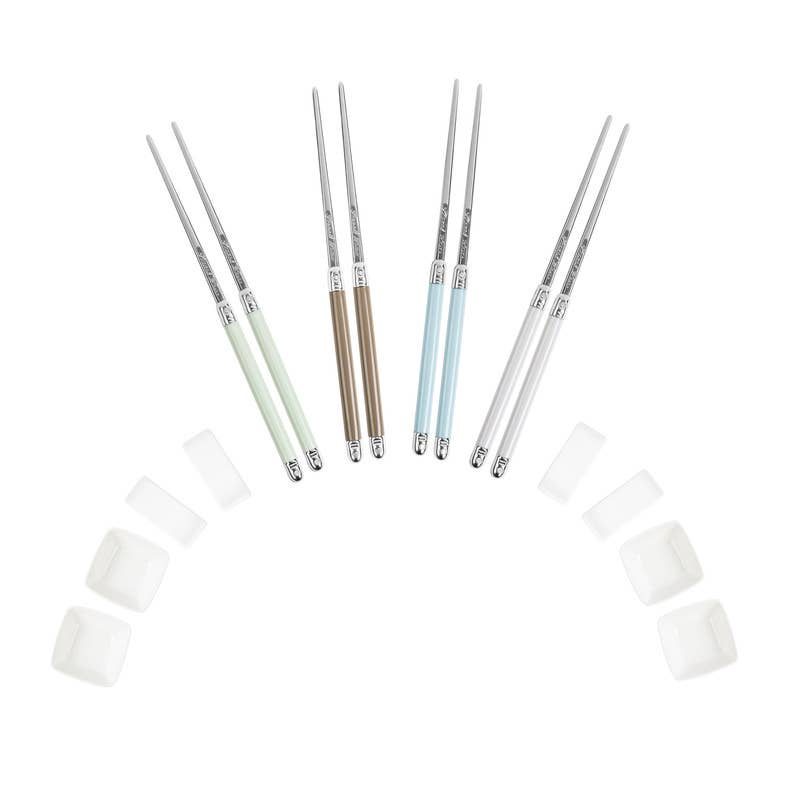 French Home - Wholesale Chopsticks - Mother of Pearl Chopsticks & Ceramic Bowls Set (4 Pairs)1