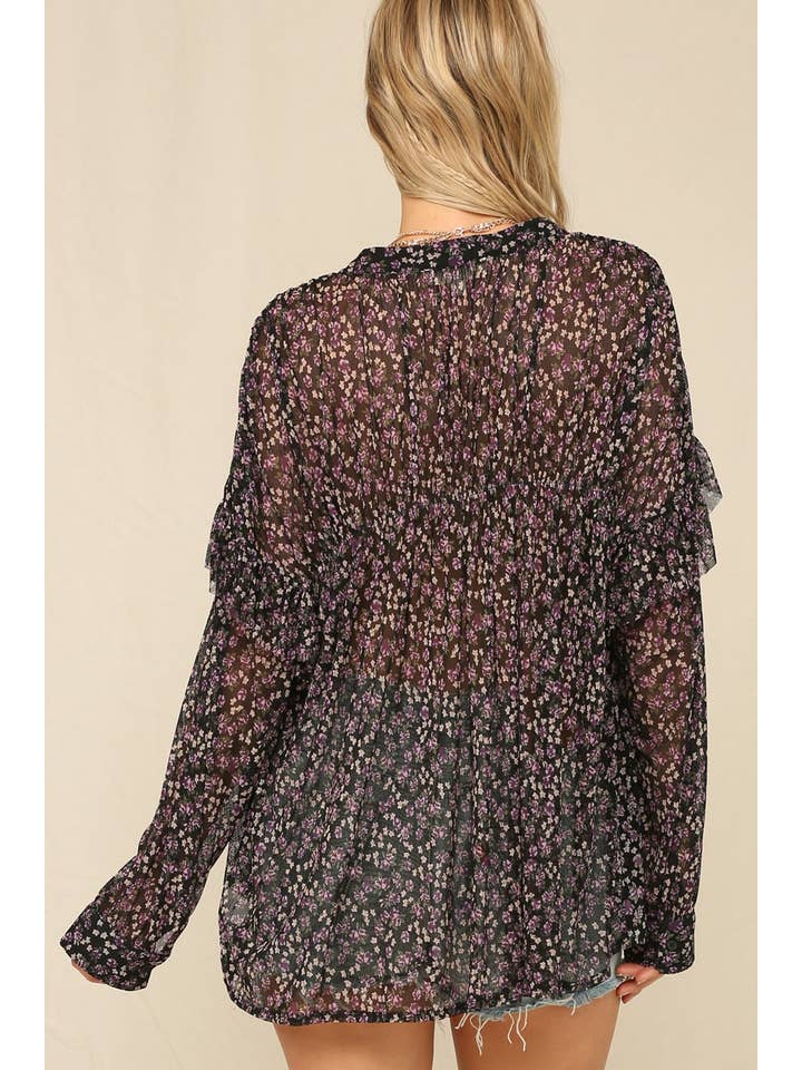 KyeMi - Wholesale Button Down Shirt - Women's - Button Front Design With Smock-Inspired Detailing6