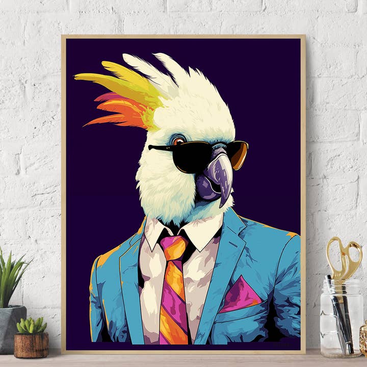 La Luna Bella - Toys - Wholesale Art Print - Cockatoo suit Canvas Wall Art print