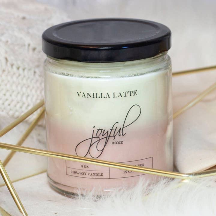 Vanilla Latte Soy Candle 8 oz for wholesale by Joyful Home Inc.