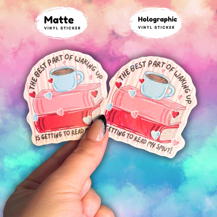 Smut reader holographic or matte sticker for wholesale by Crafty Baker Designs