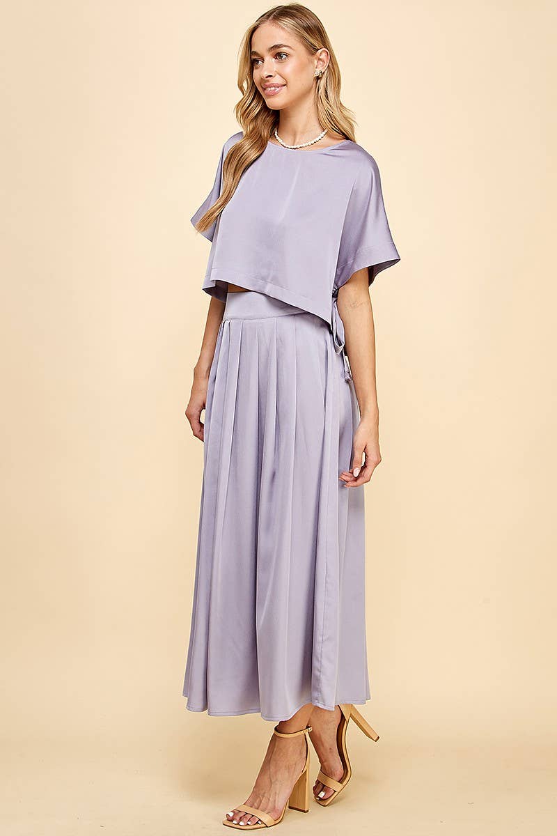 Lilac Satin Drop Shoulder Cropped Top for wholesale on Faire5