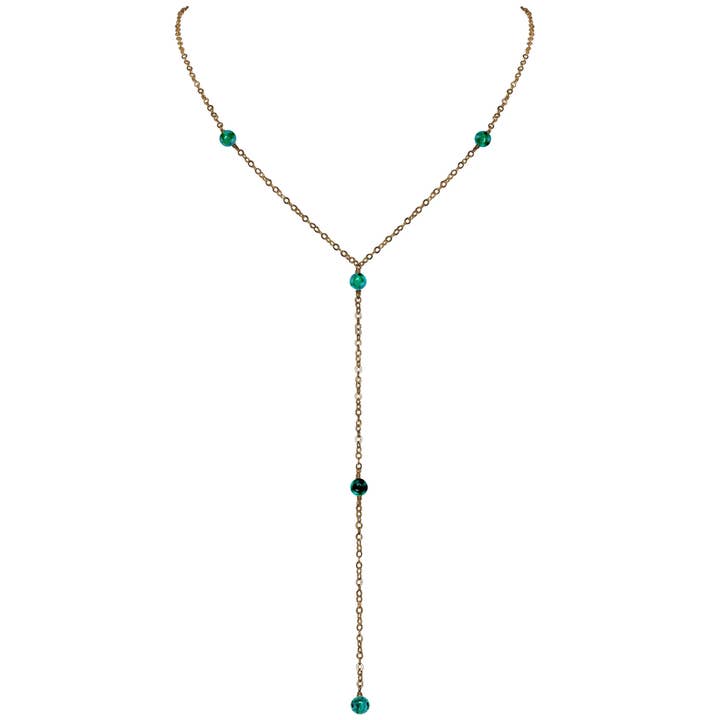 Sierlijke smaragdgroene lariat ketting voor wholesale door Luna Tide