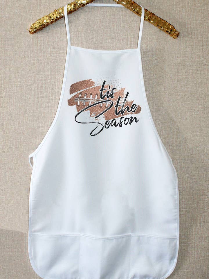 Tis the Season Distressed Football Gameday Fall Apron for wholesale by Cali Boutique Wholesale