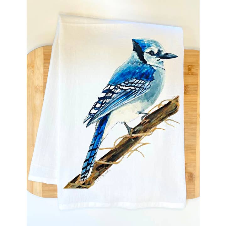 Bluejay Kitchen Towel for wholesale by Pamela Cassidy Designs