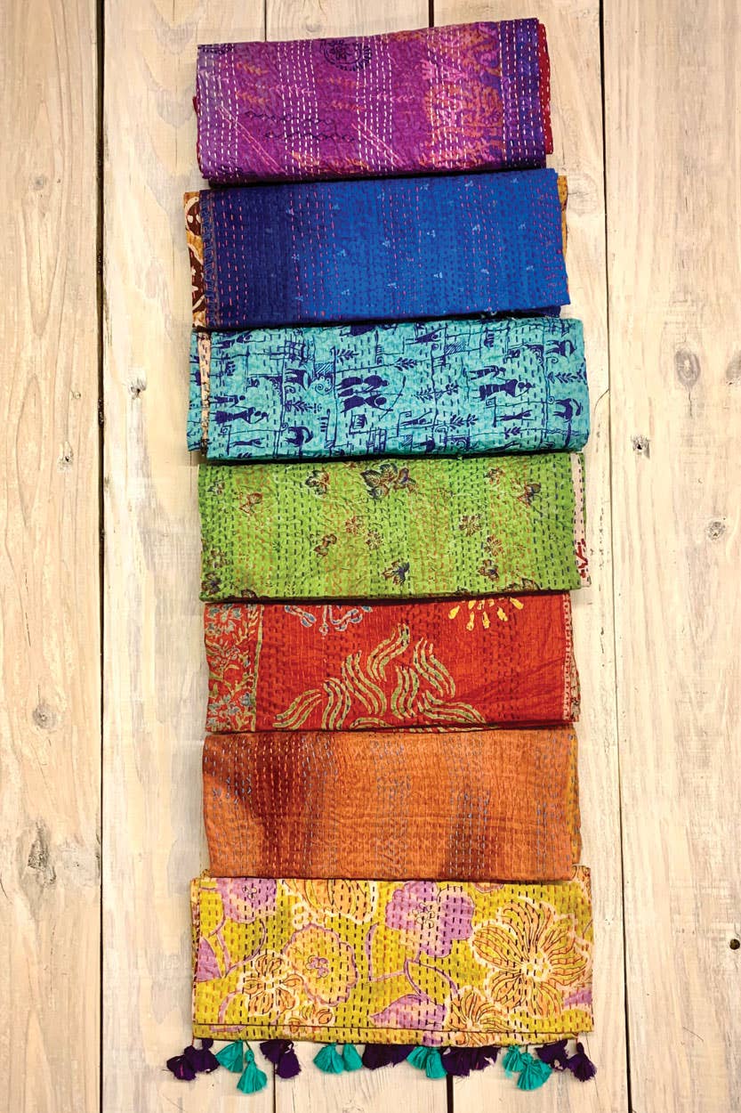 Sevya Handmade - Wholesale Scarf - Women's - Kantha Silk Sari Scarves14