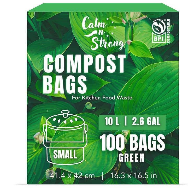CALM N STRONG - Wholesale Food Storage Wrap/Bag - 100% Compostable Kitchen Food Waste Bags 100 Count