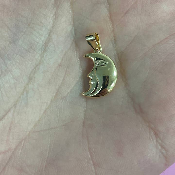 The Bead Bazaar - Wholesale Individual charm/pendant - Gold Moon Face Charm, Gold Filled Celestial Pendant, Moon Star Jewelry, Moon Pendant, Moon Star Pendant, Moon Charm, Crescent Moon And Star5