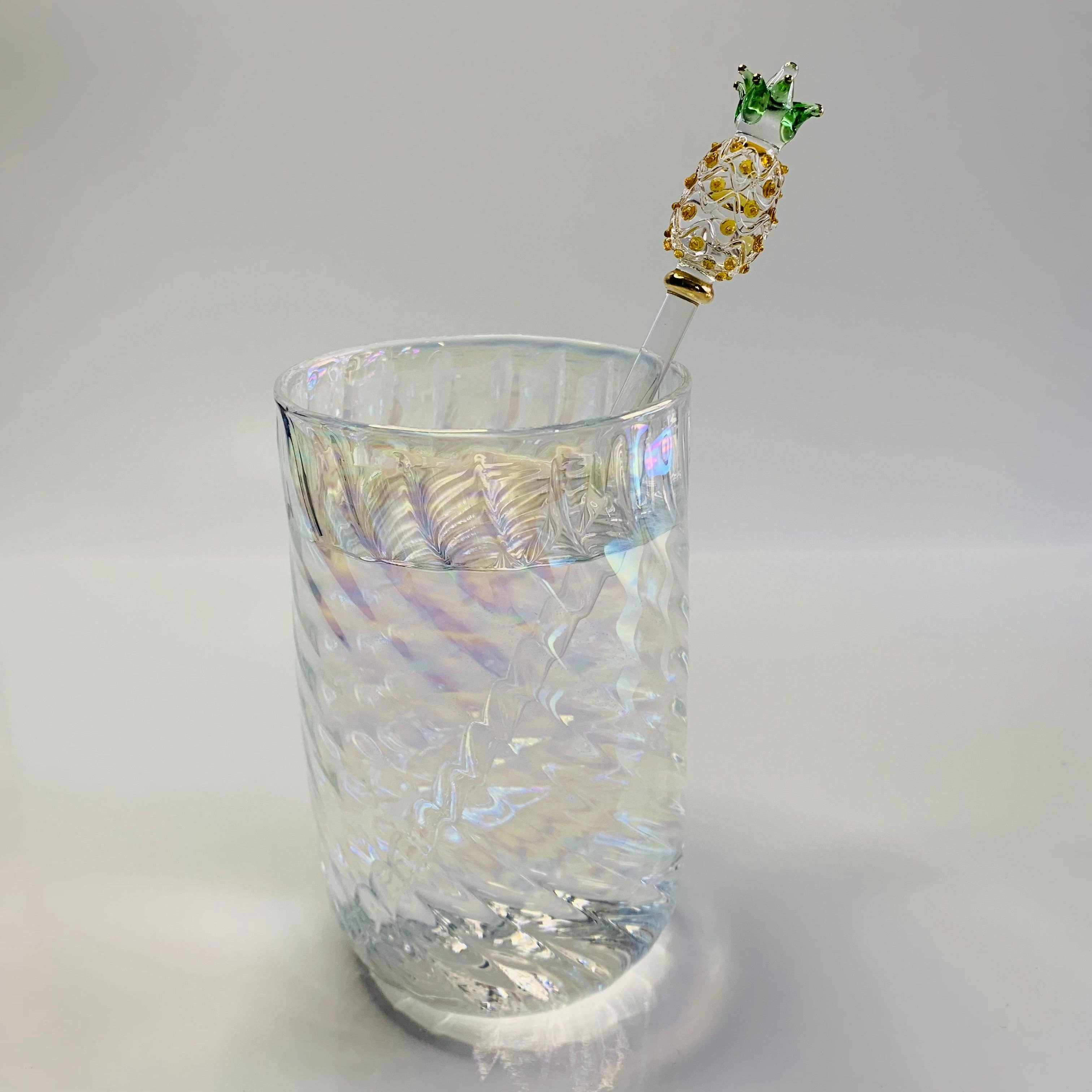 Dandarah – Großhandel Cocktailstäbchen – Cocktailrührer aus geblasenem Glas — Ananas1