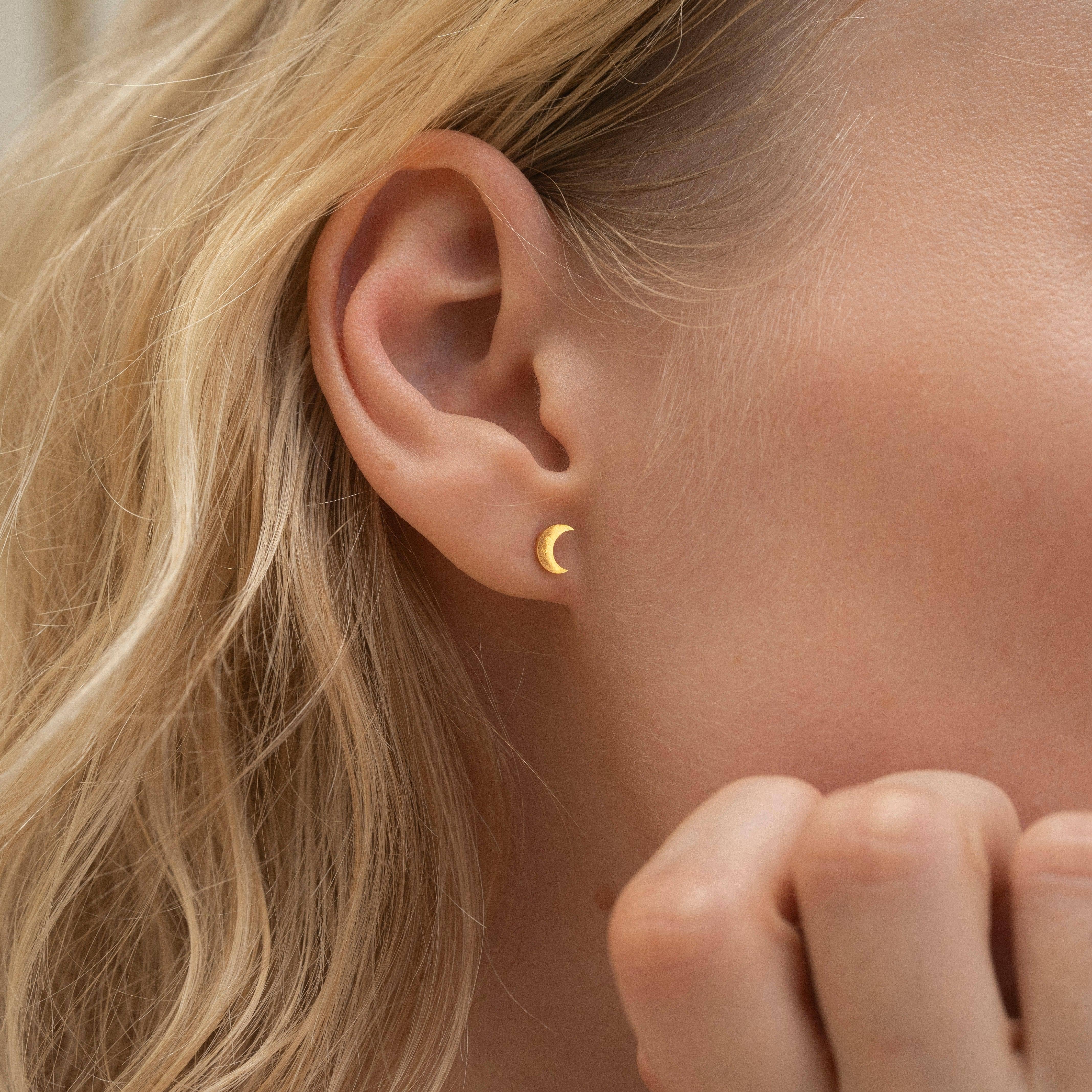 Made By Nami - Wholesale Stud/Post Earrings - Moon Stud Earrings | Gold0
