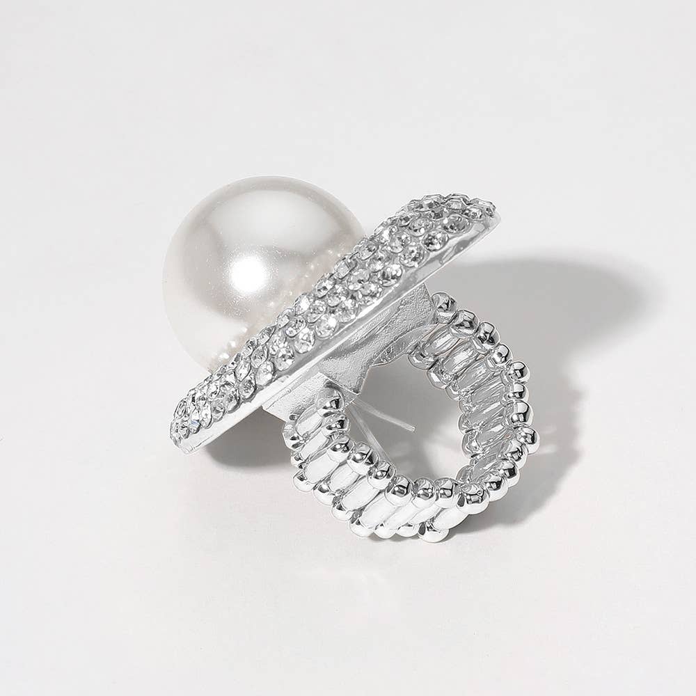 Sensibling Corp. - Wholesale Cocktail/Statement Ring - Pearl Stone Paved Stretch Ring
4