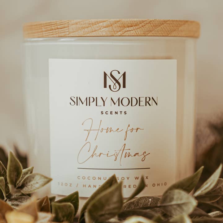 Hem till jul | Vit | Träväck Kokos Sojavaxljus för wholesale av Simply Modern Scents