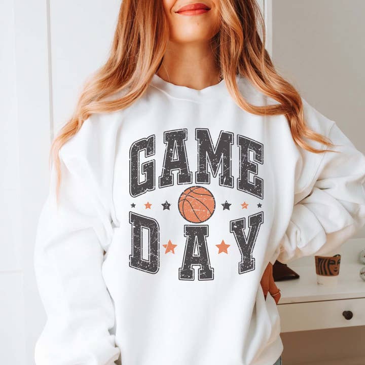 Game Day Basketball Stars Sweatshirt - Fast Shipping for wholesale by Limeberry Designs