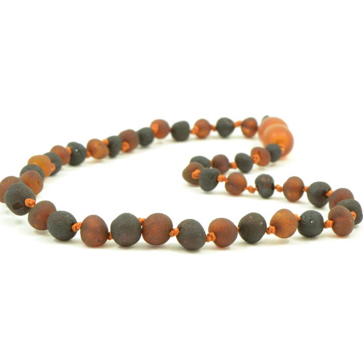 The Natural Amber - Vente Collier de perles - Collier baroque brut en ambre baltique Cognac & Cherry1