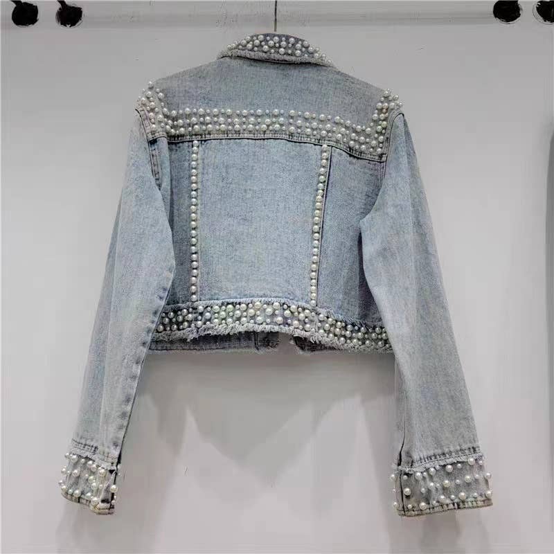 Blue JK025 Glam Gemstone Denim Jacket for wholesale on Faire1