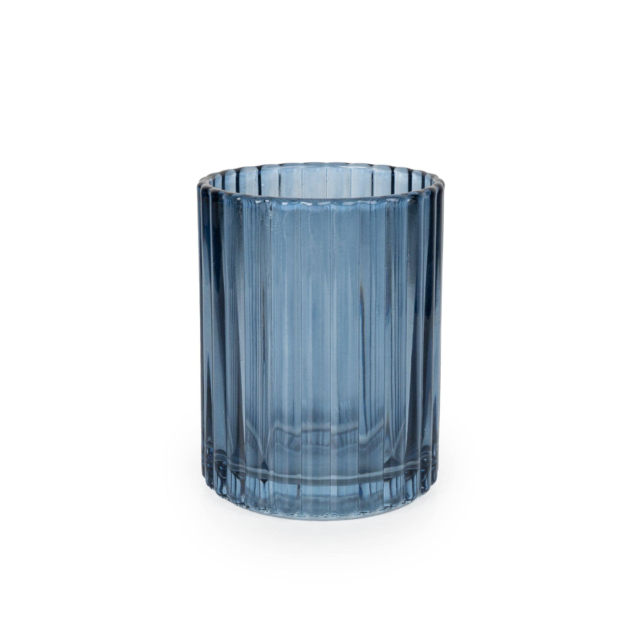 Candlelight Products Ltd – wholesale Cocktail/liquor glass – Ridged 10cm Glass Tumbler - Blue 6PK
