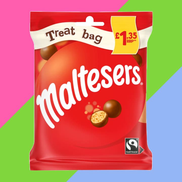 Maltesers Melkchocolade & Honingraat Bites Traktatiezak £1,35 PMP 24x68g voor wholesale door Gaffney's Sweets & Treats Wholesale