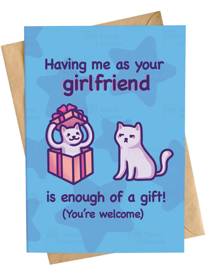 Sjovt kæreste fødselsdagskort | At have mig som kæreste for engroshandel hos Mona Mauve • Silly Art!