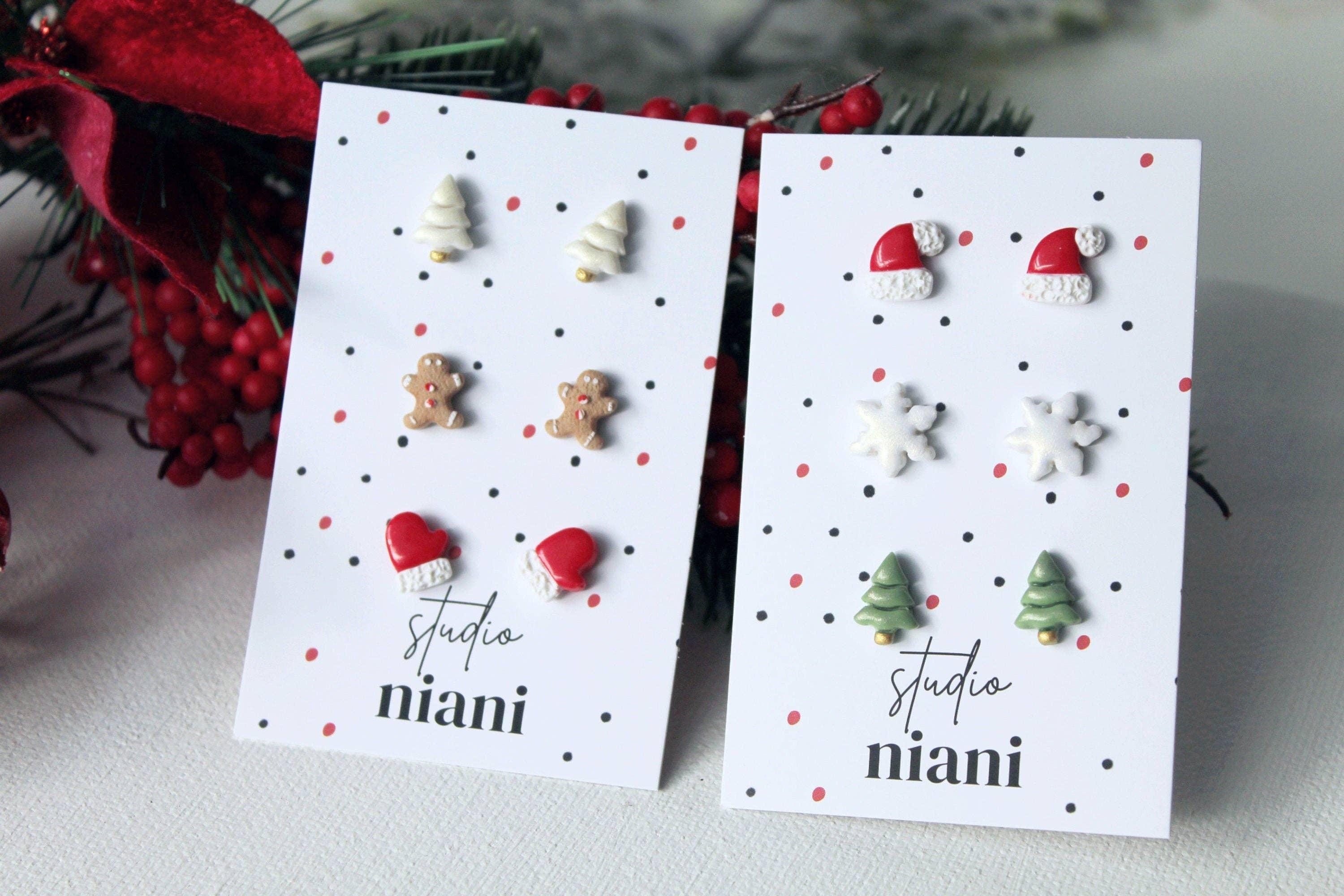 Studio Niani - Wholesale Stud/Post Earrings - Tiny Stud Earrings, Christmas Stud Earrings, Stud Pack5